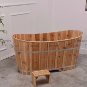 Bồn Tắm Dáng Oval Nằm Gỗ Thông Cao Cấp Chính Hãng Navier NV-1512