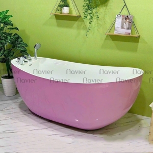 Bồn tắm massage đặt sàn Acrylic dáng cá mập kèm bộ vòi hệ thống đèn led NV-1508TMS