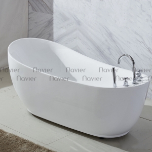 Bồn tắm massage đặt sàn nhựa acrylic dáng cá Heo kèm bộ vòi Navier NV-1508MS